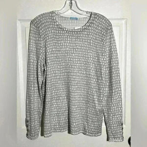 J. MCLAUGHLIN Gray & White Snake Pattern Long Sleeve Lenny Sweater | size Large